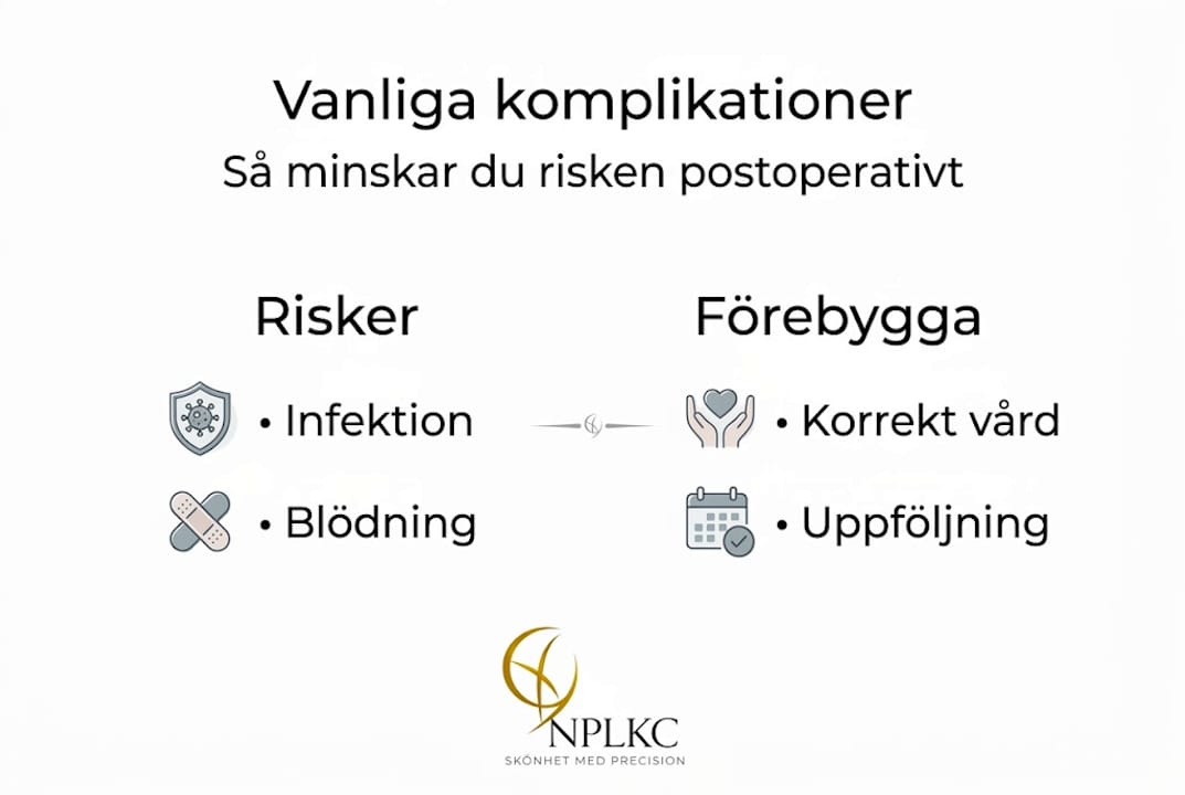 Grafisk översikt: Viktigt att veta om eftervård och möjliga komplikationer efter operation