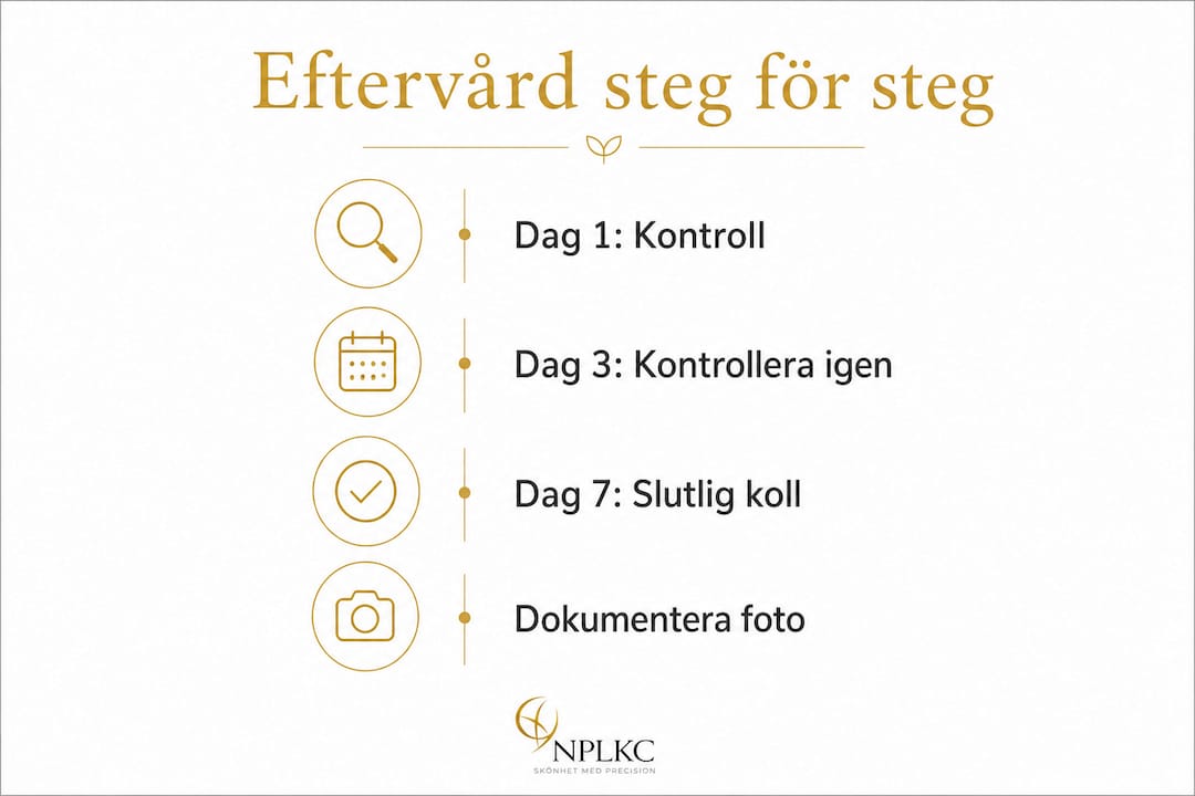 Illustration som visar de viktigaste stegen för eftervård