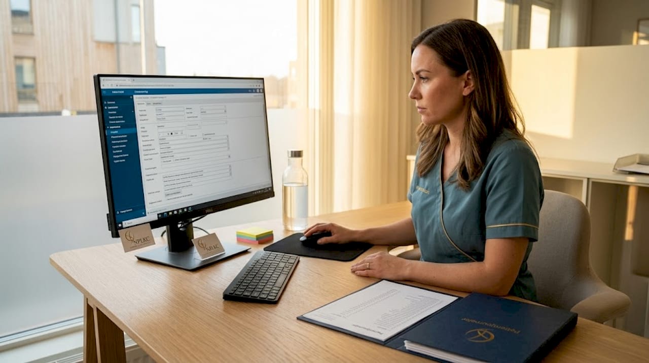 Personal på kliniken hanterar patientuppgifter digitalt