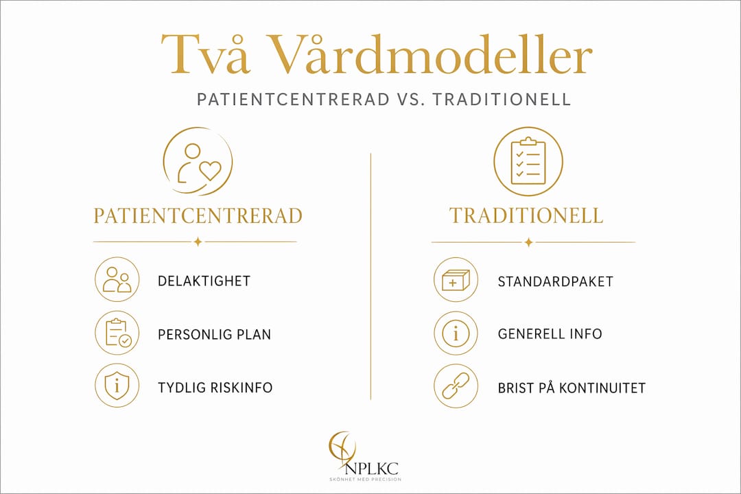 En överskådlig infografik som tydligt visar skillnader och likheter mellan två olika vårdmodeller.