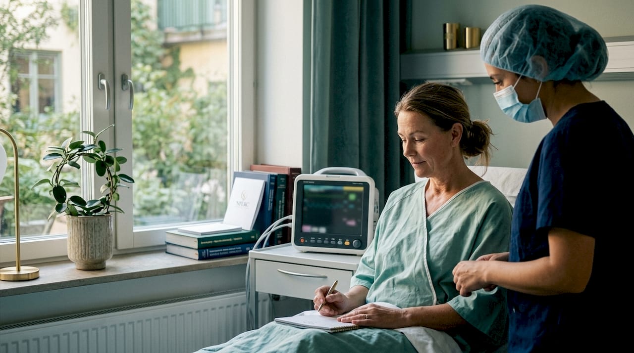 Patienten och narkosläkaren förbereder sig inför narkosen