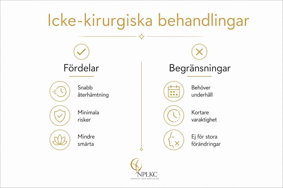 Illustration som visar för- och nackdelar med olika behandlingsalternativ