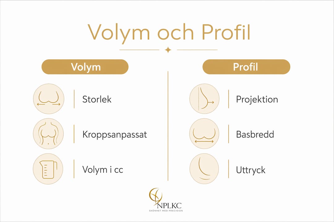 Illustration som visar skillnaden i volym och form mellan olika implantatstorlekar