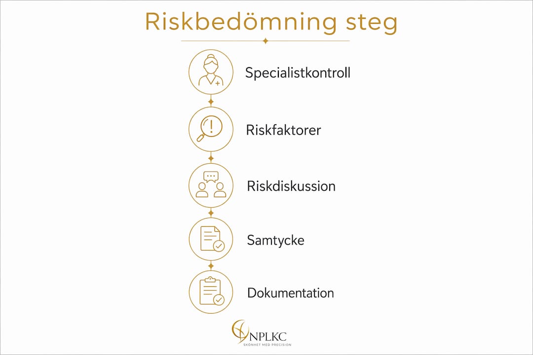 Illustration som visar hur du steg för steg går igenom en riskbedömning