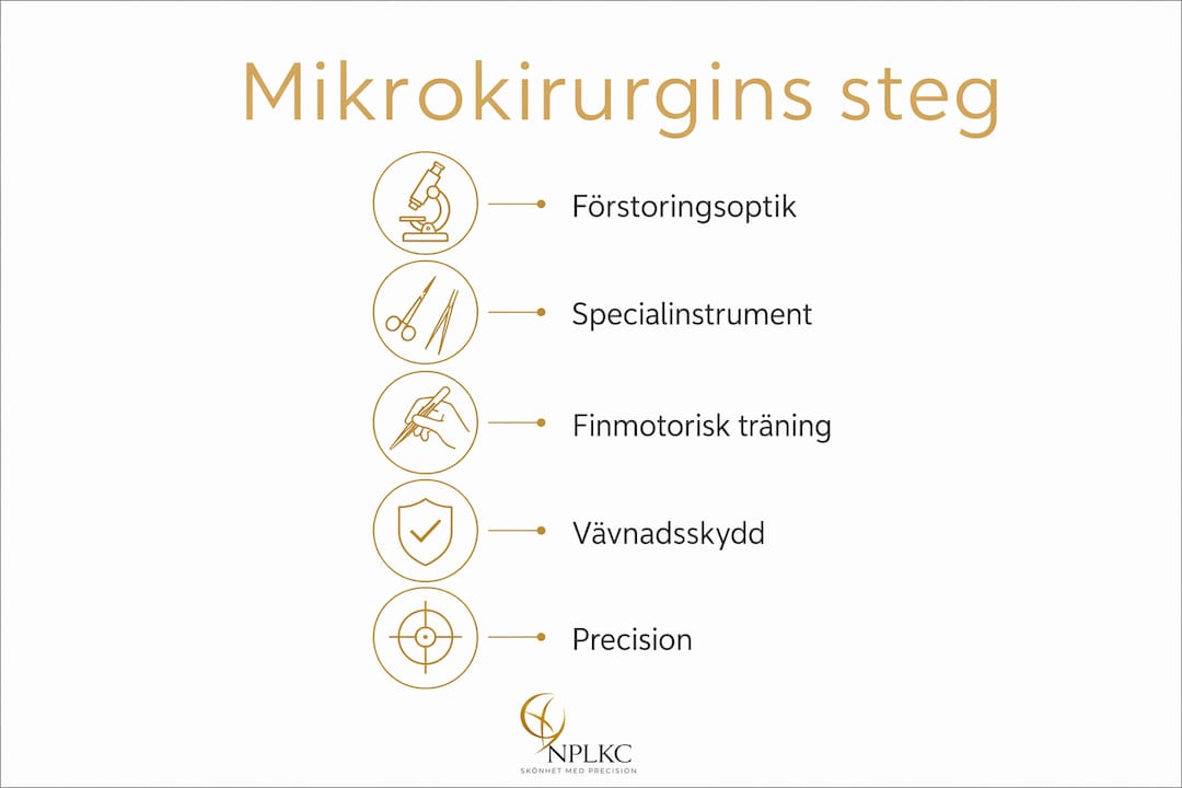 Grafisk översikt över de avgörande momenten inom mikrokirurgi