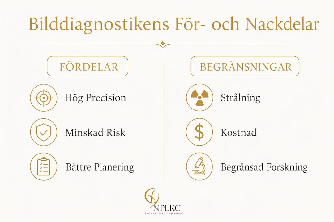 Informationsgrafik som visar för- och nackdelar med olika typer av medicinsk bilddiagnostik