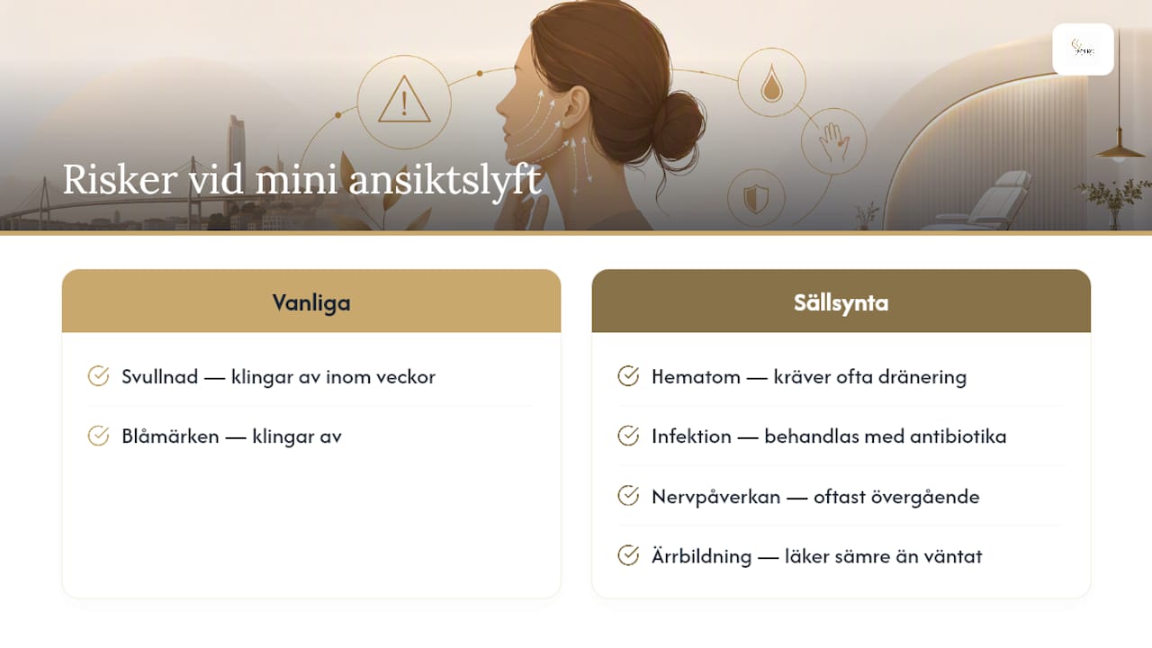Översikt över risker och möjliga komplikationer vid mini ansiktslyft