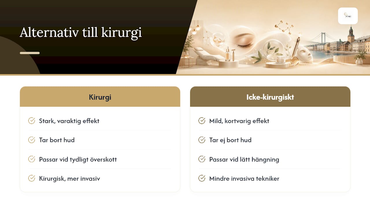Finns det alternativ till kirurgi för hängande ögonlock? — overview diagram