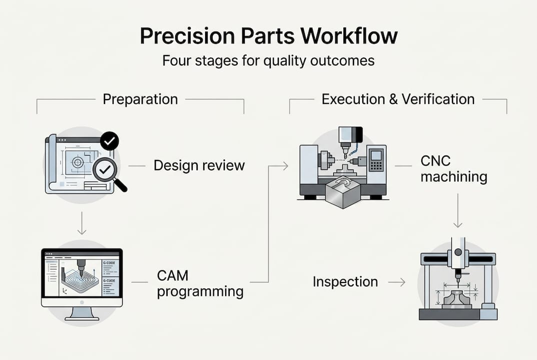 Infographic on precision parts workflow stages