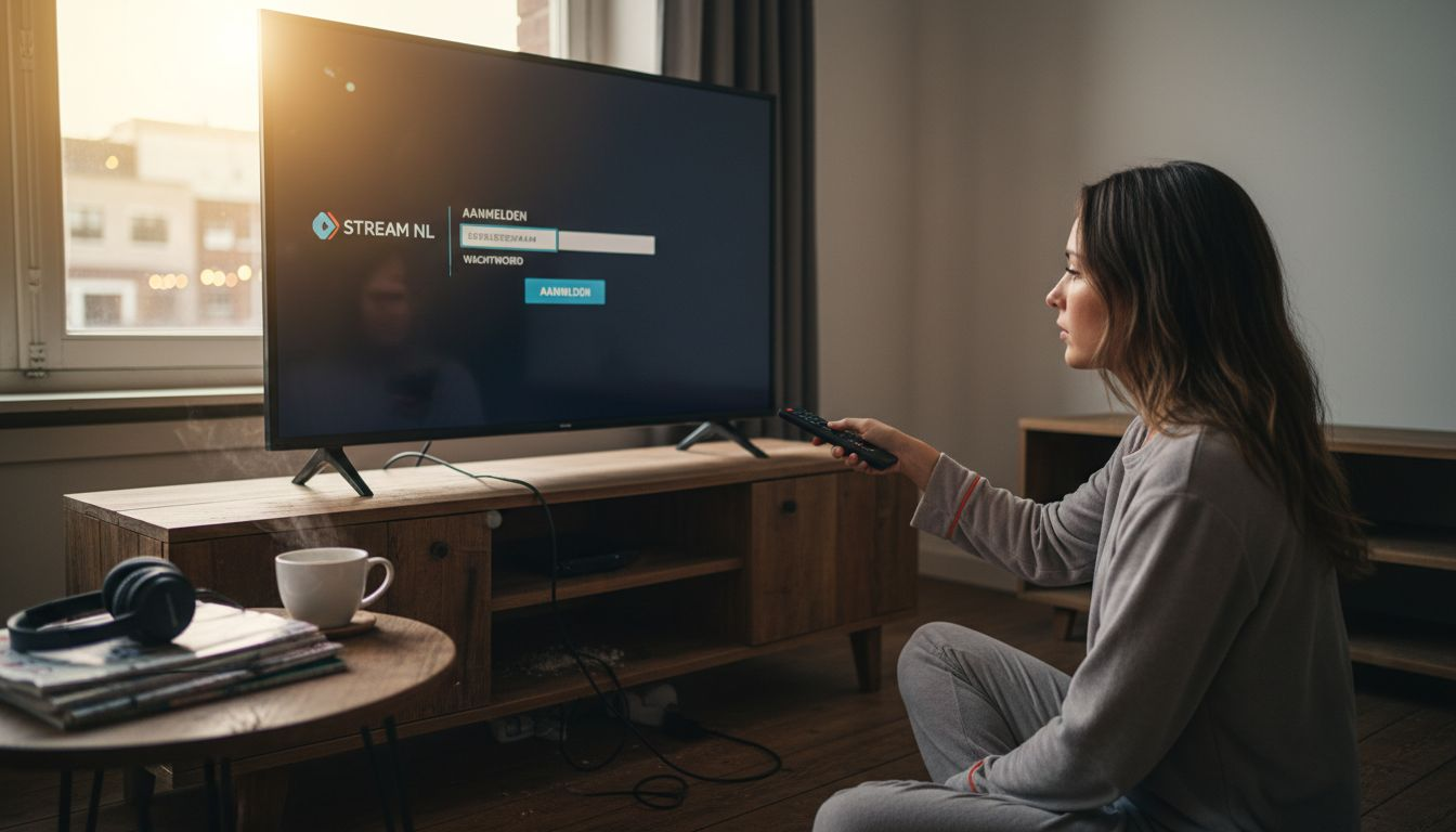 Een vrouw die haar favoriete streamingdiensten opent op de tv.