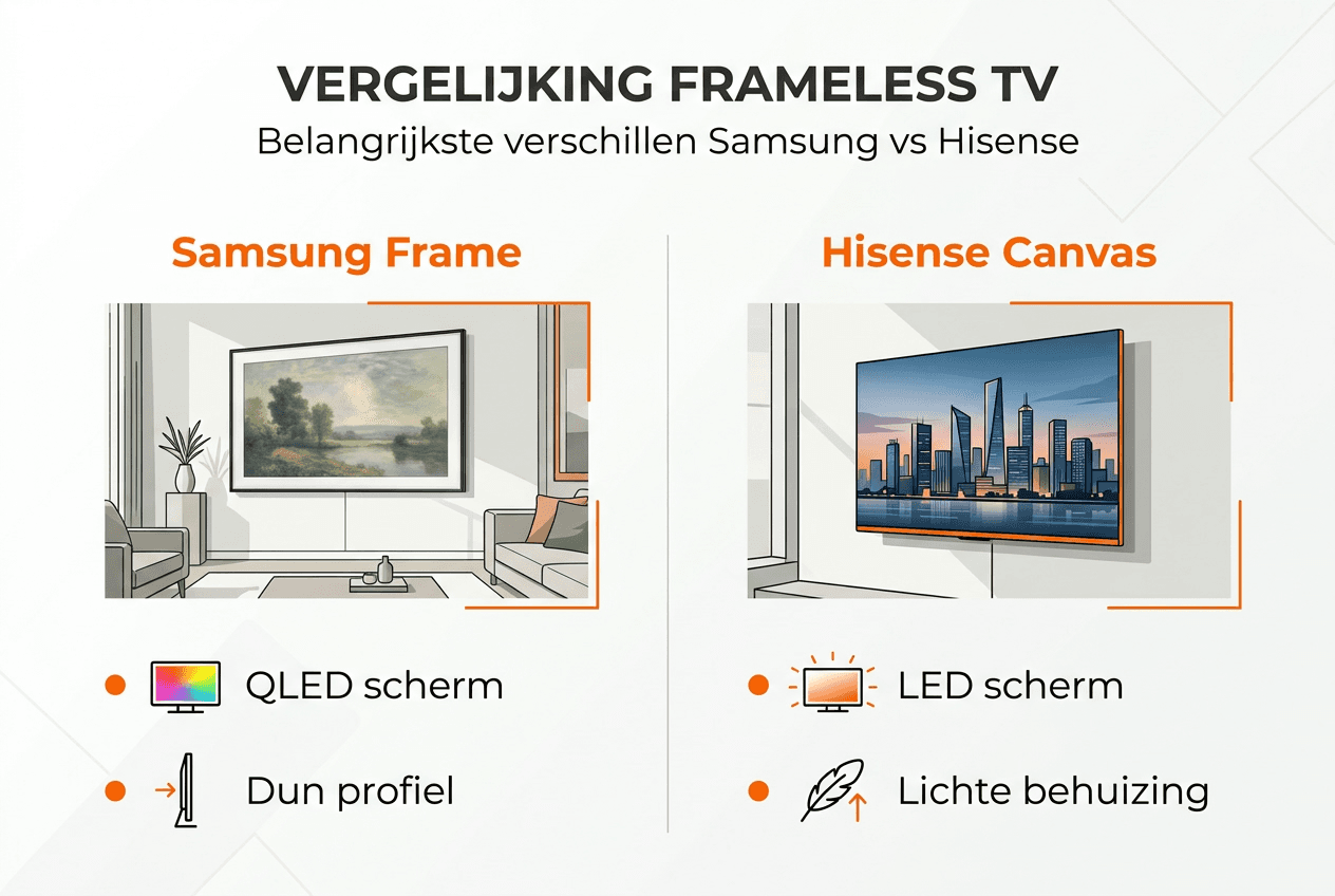 Infographic: Vergelijking tussen frameless tv’s van Samsung en Hisense