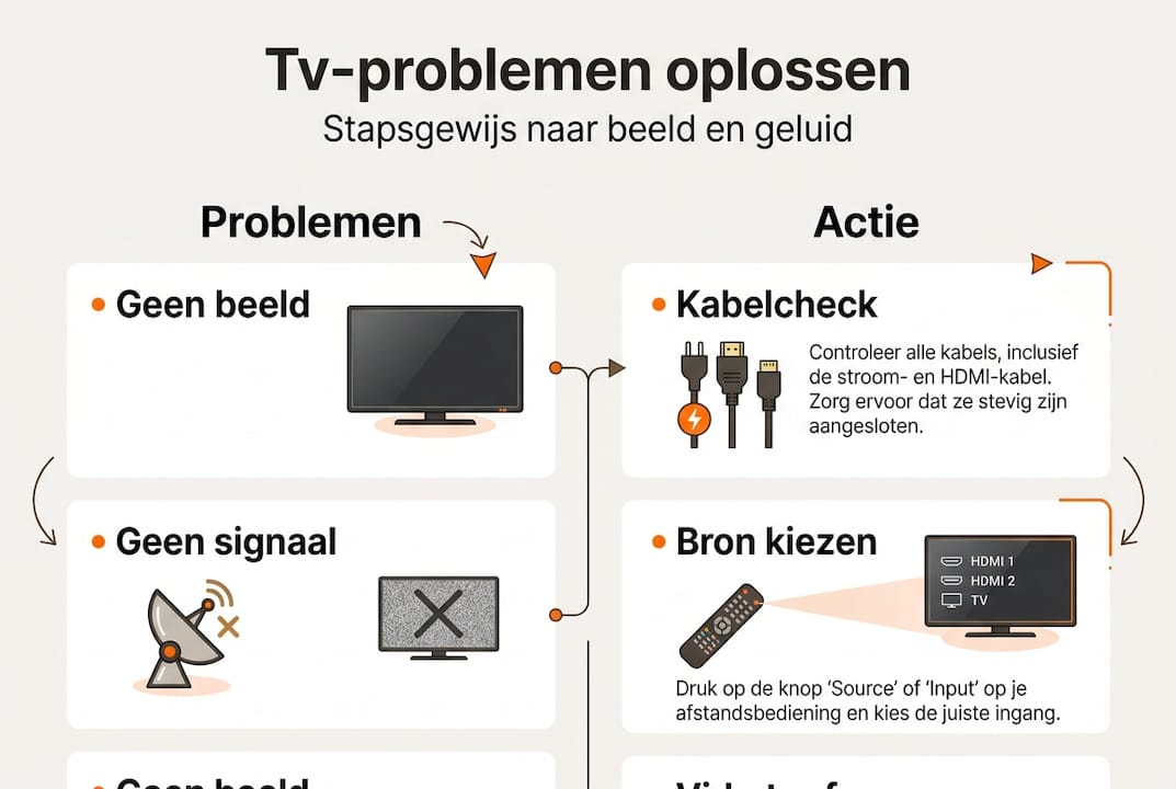 Overzichtelijke infographic: veelvoorkomende tv-problemen en hoe je ze oplost