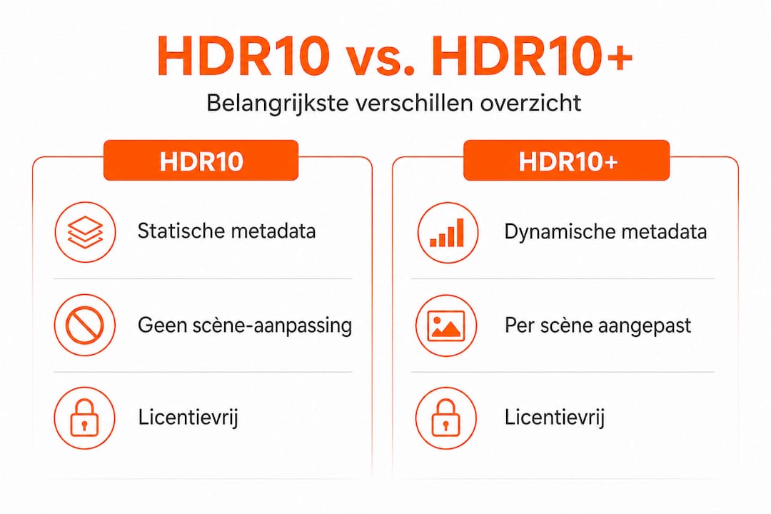 In één oogopslag: de belangrijkste verschillen tussen HDR10 en HDR10 Plus overzichtelijk in beeld gebracht