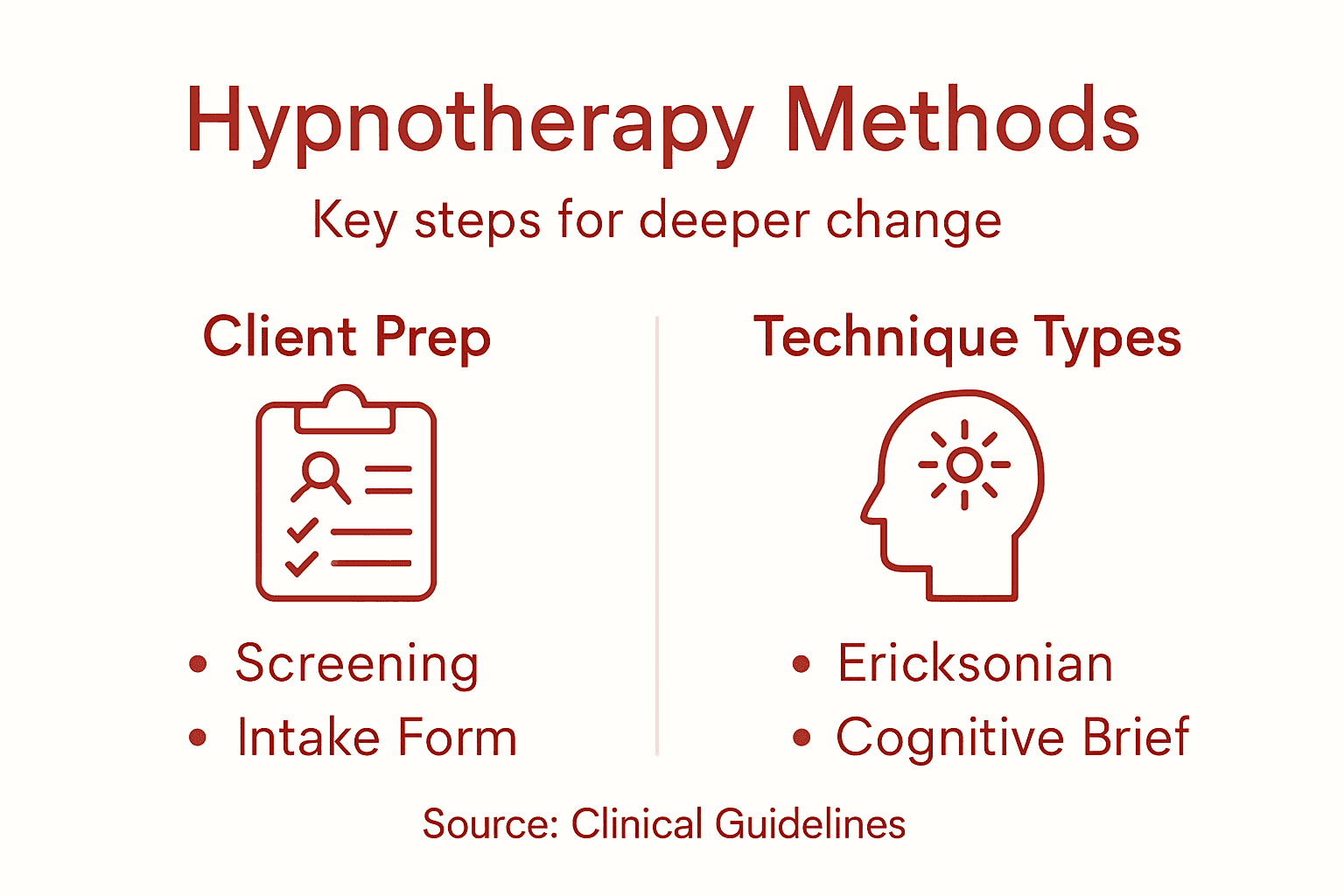 Infographic showing hypnotherapy methods overview