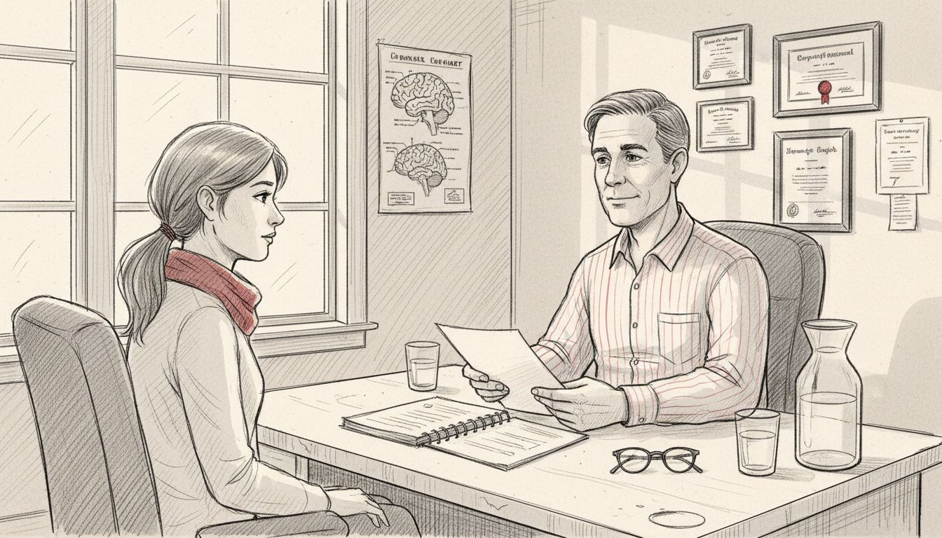 Client and hypnotherapist discussing therapy roles