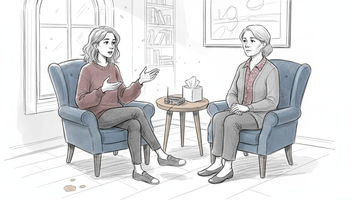 Client sharing experience in therapy session