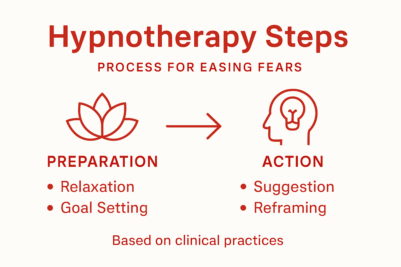 Infographic outlining hypnotherapy session steps