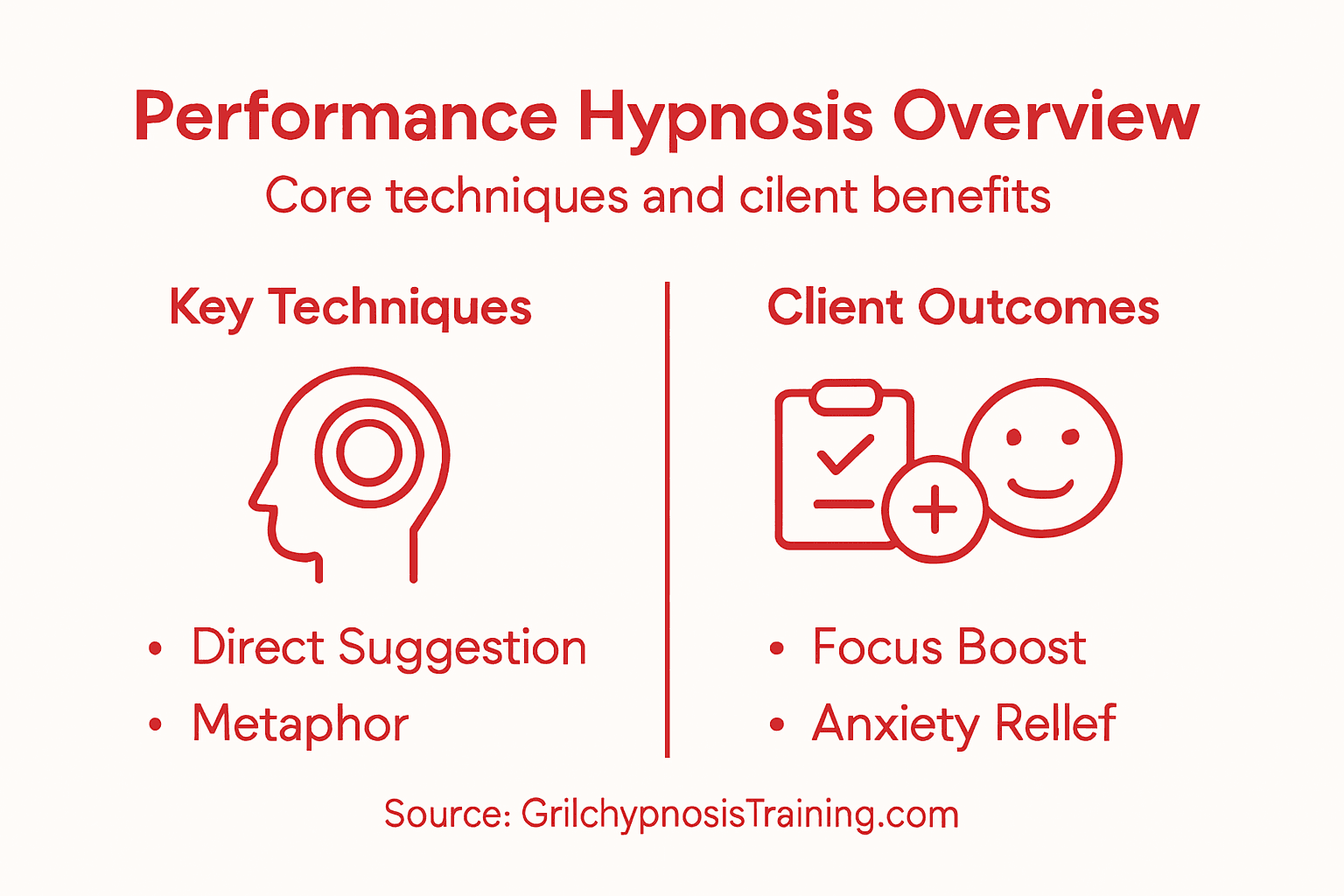 Infographic with techniques and client outcomes