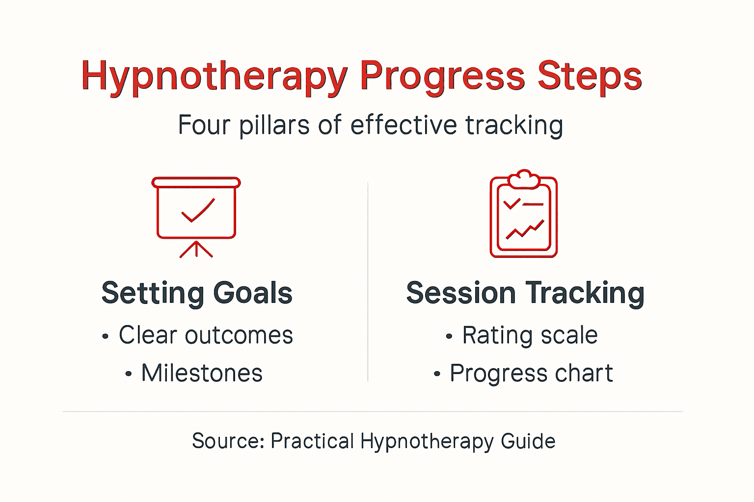 Infographic showing steps for tracking hypnotherapy progress