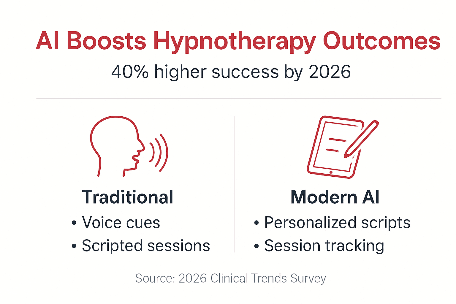 Infographic comparing AI and traditional hypnotherapy