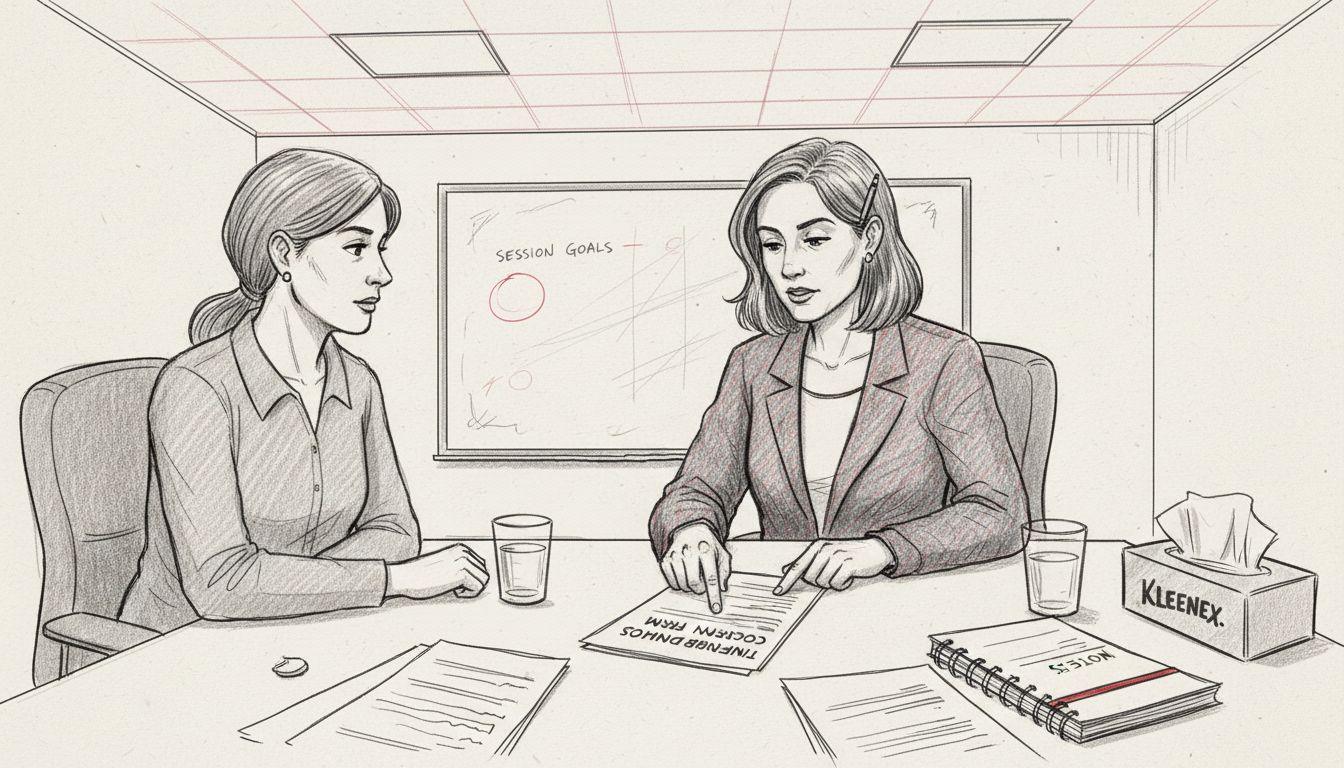 Therapist and client review consent paperwork together