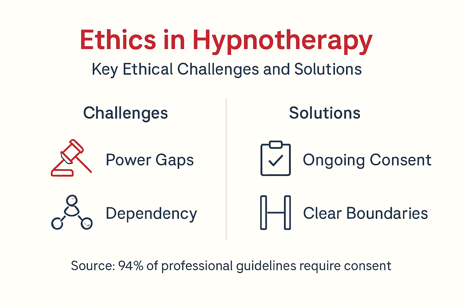 Infographic on hypnotherapy ethics challenges and solutions