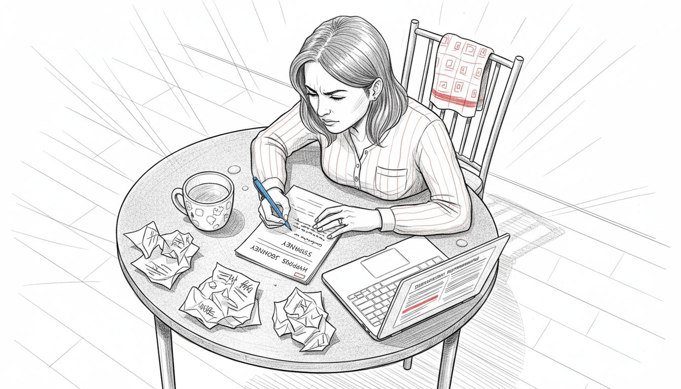 Woman revises hypnosis script with corrections