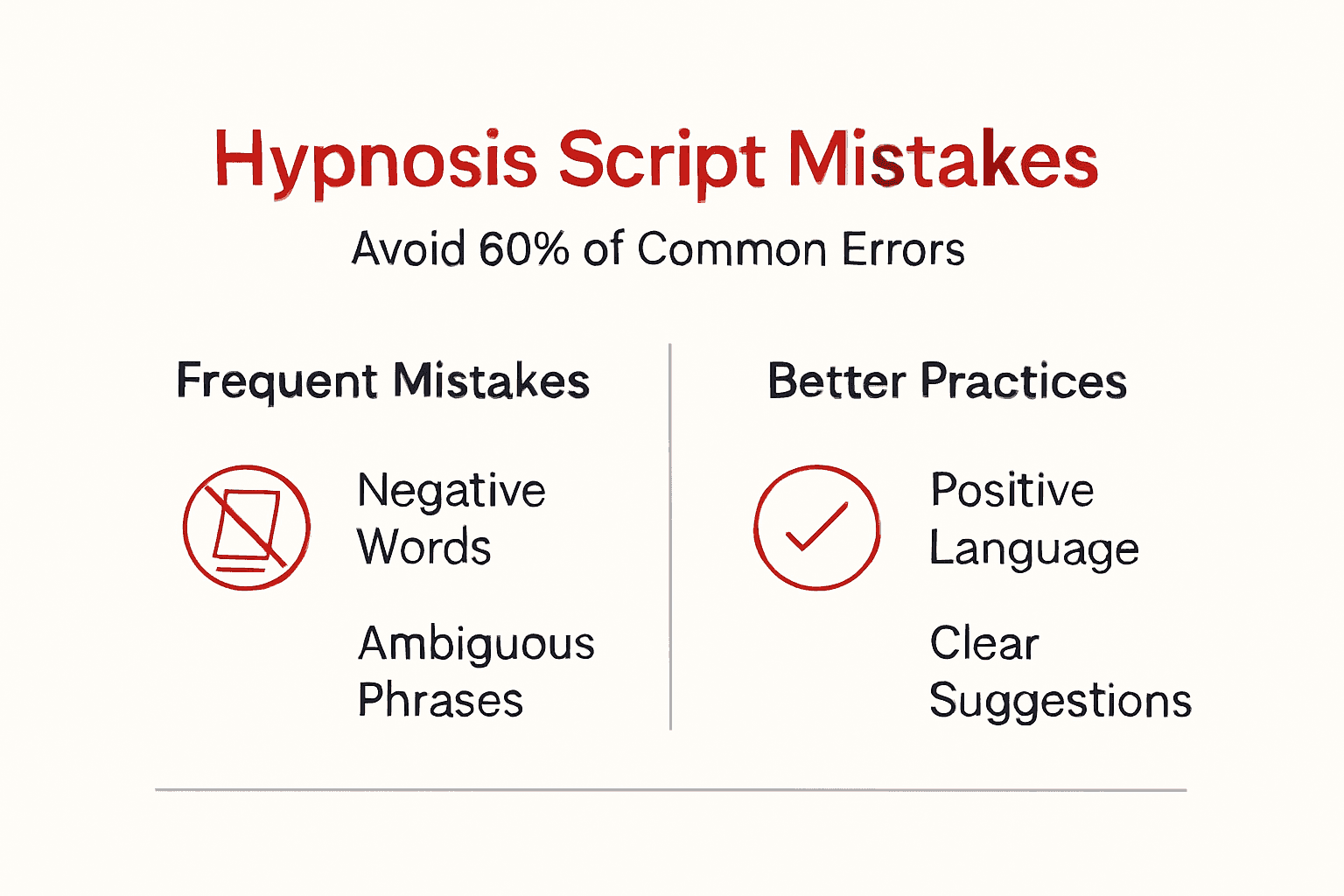 Infographic of common hypnosis script mistakes