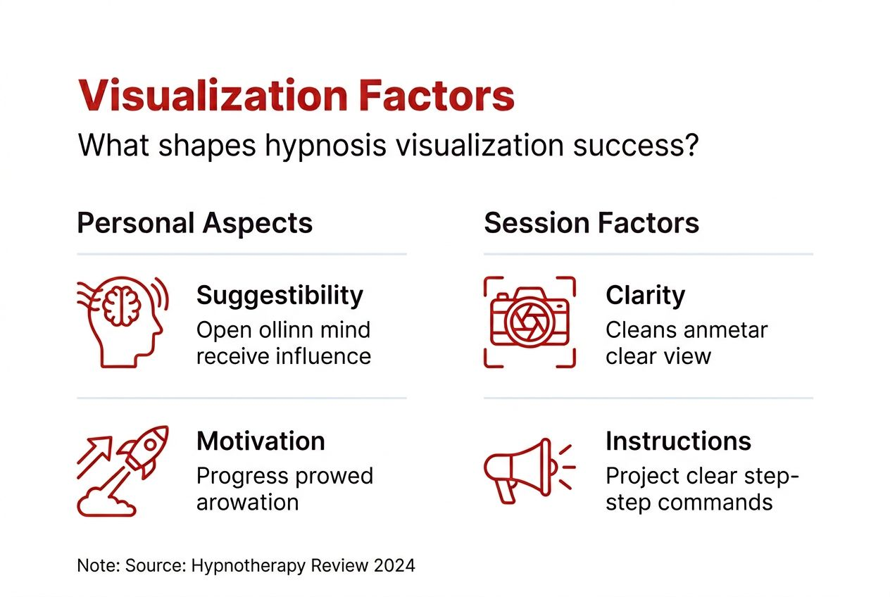 Infographic showing key factors for visualization success in hypnosis