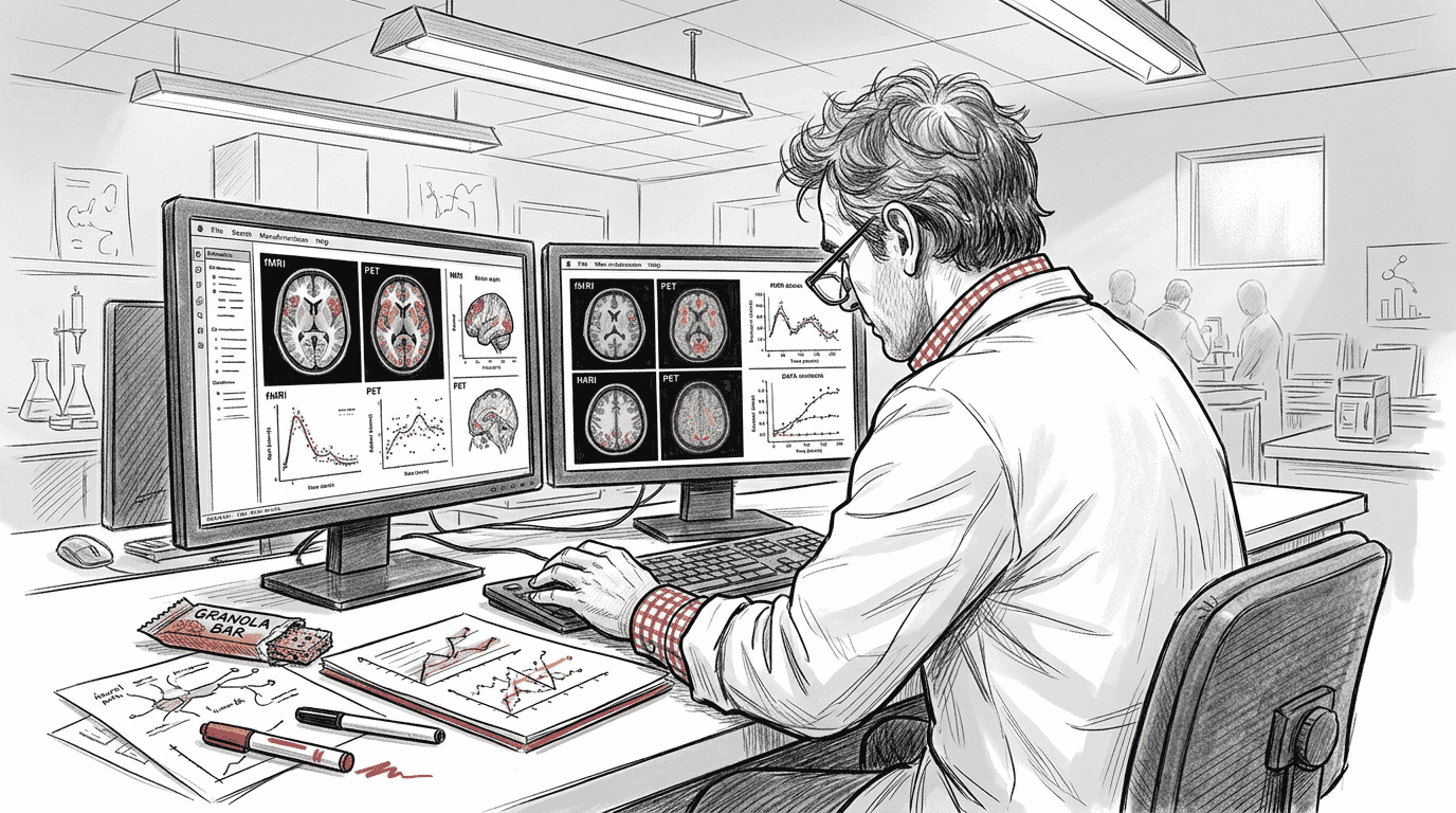 Neuroscientist studying brain activity for hypnosis visualization
