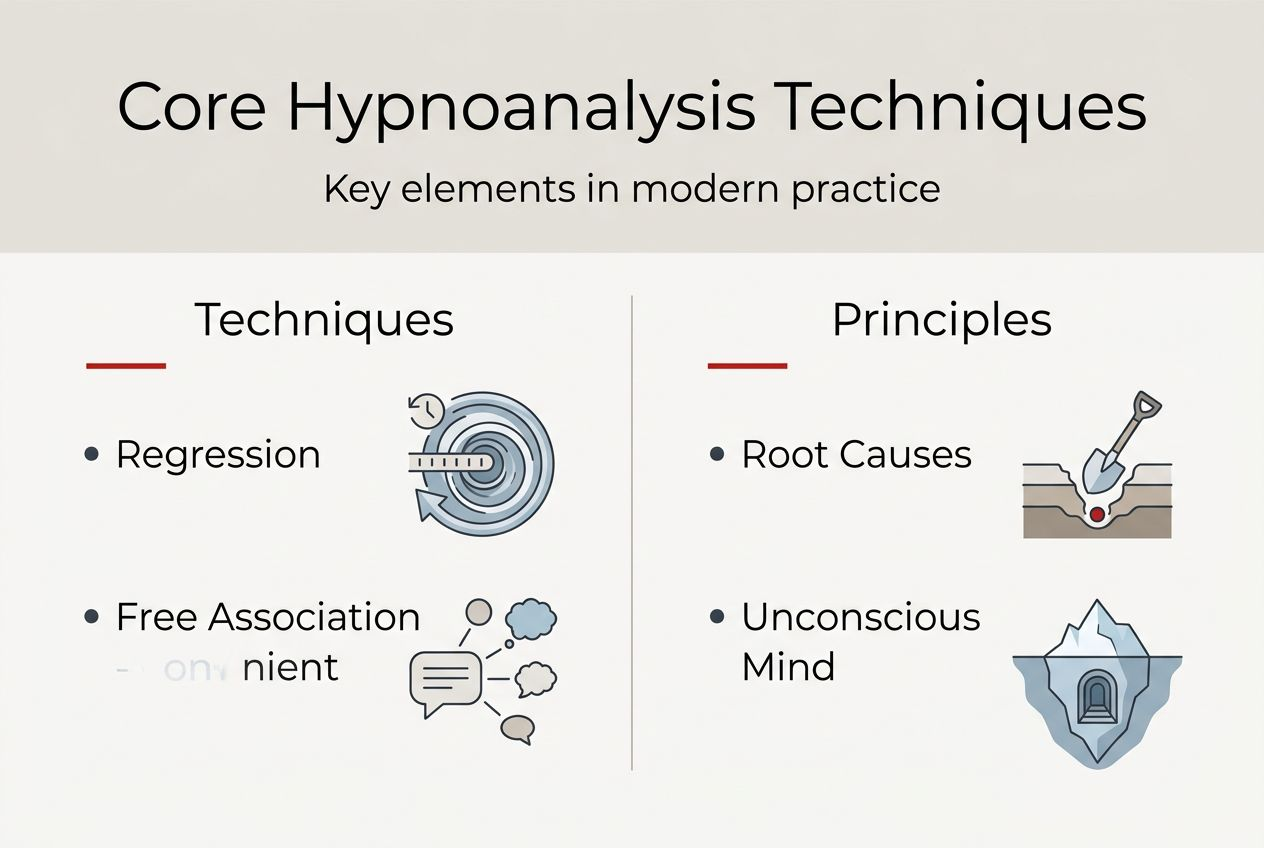 Infographic of hypnoanalysis techniques and principles