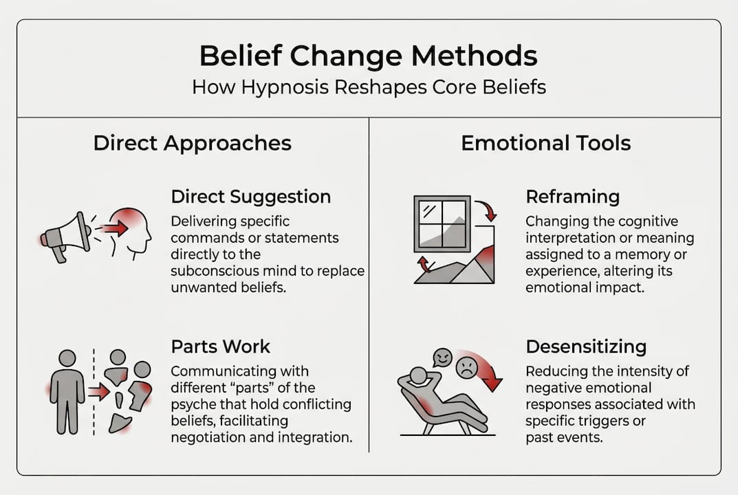 Infographic on main hypnosis belief methods