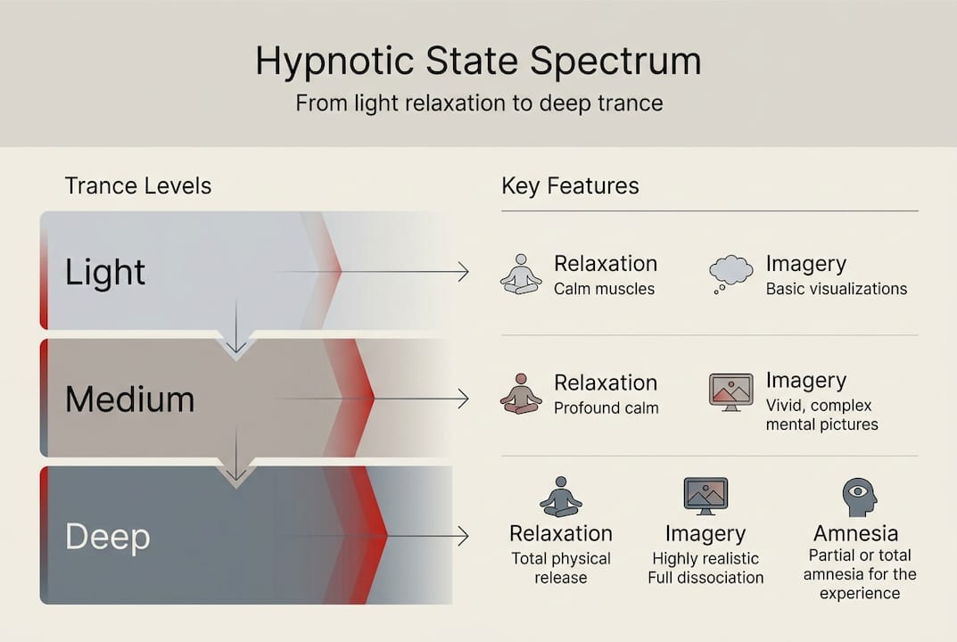 Infographic diagram showing hypnotic states spectrum