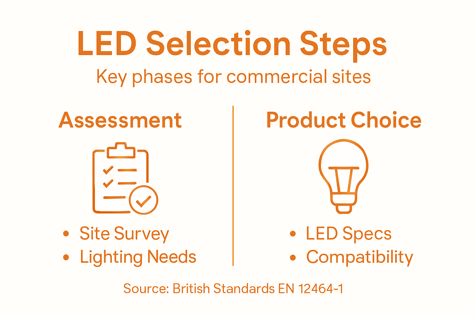 Infographic showing LED selection process steps