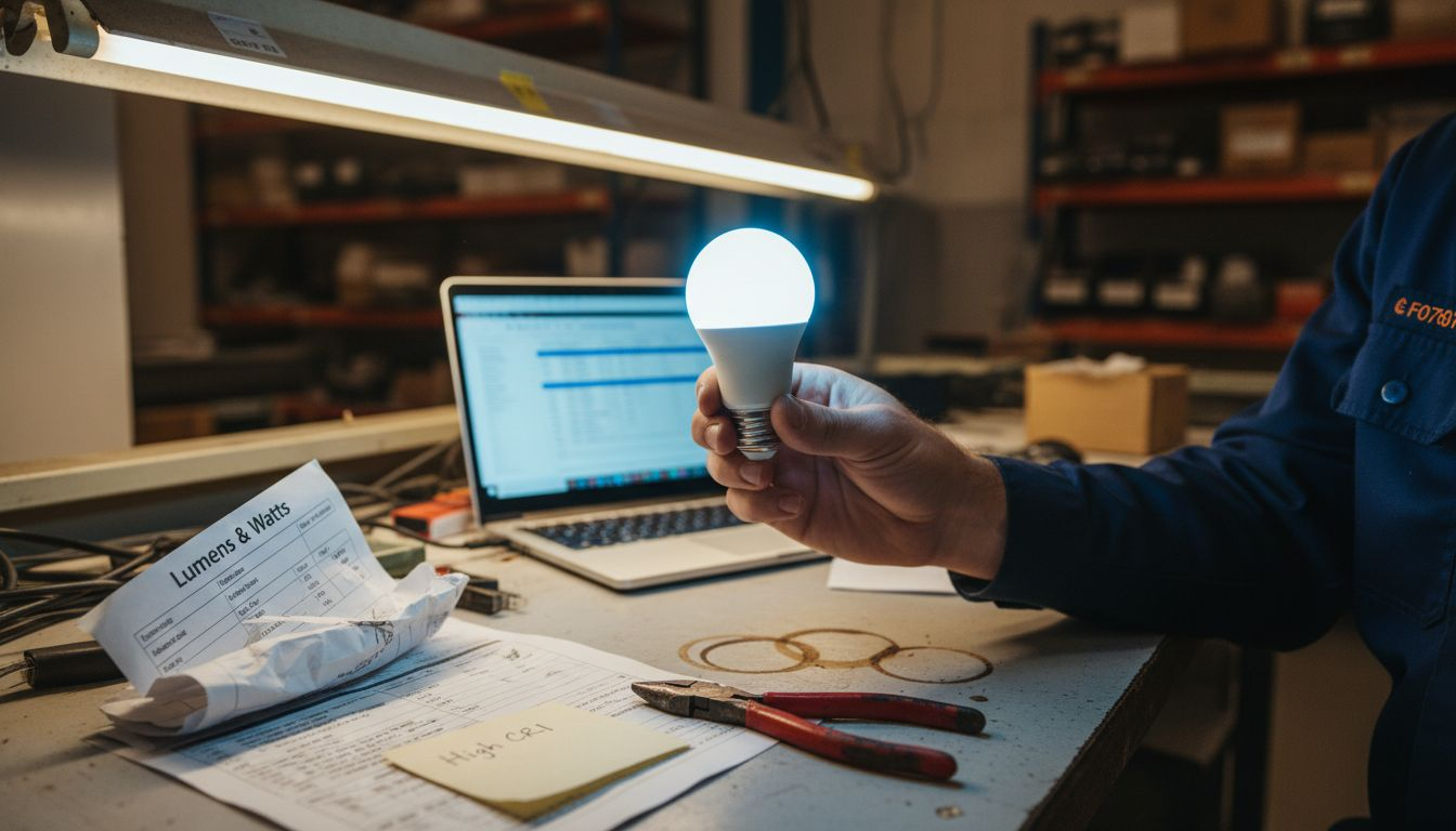 LED bulb with comparison chart details