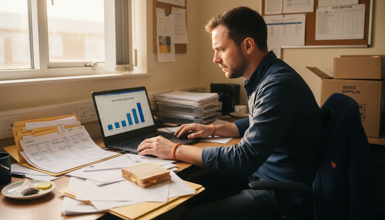 Staff analyzing bulk lighting pricing