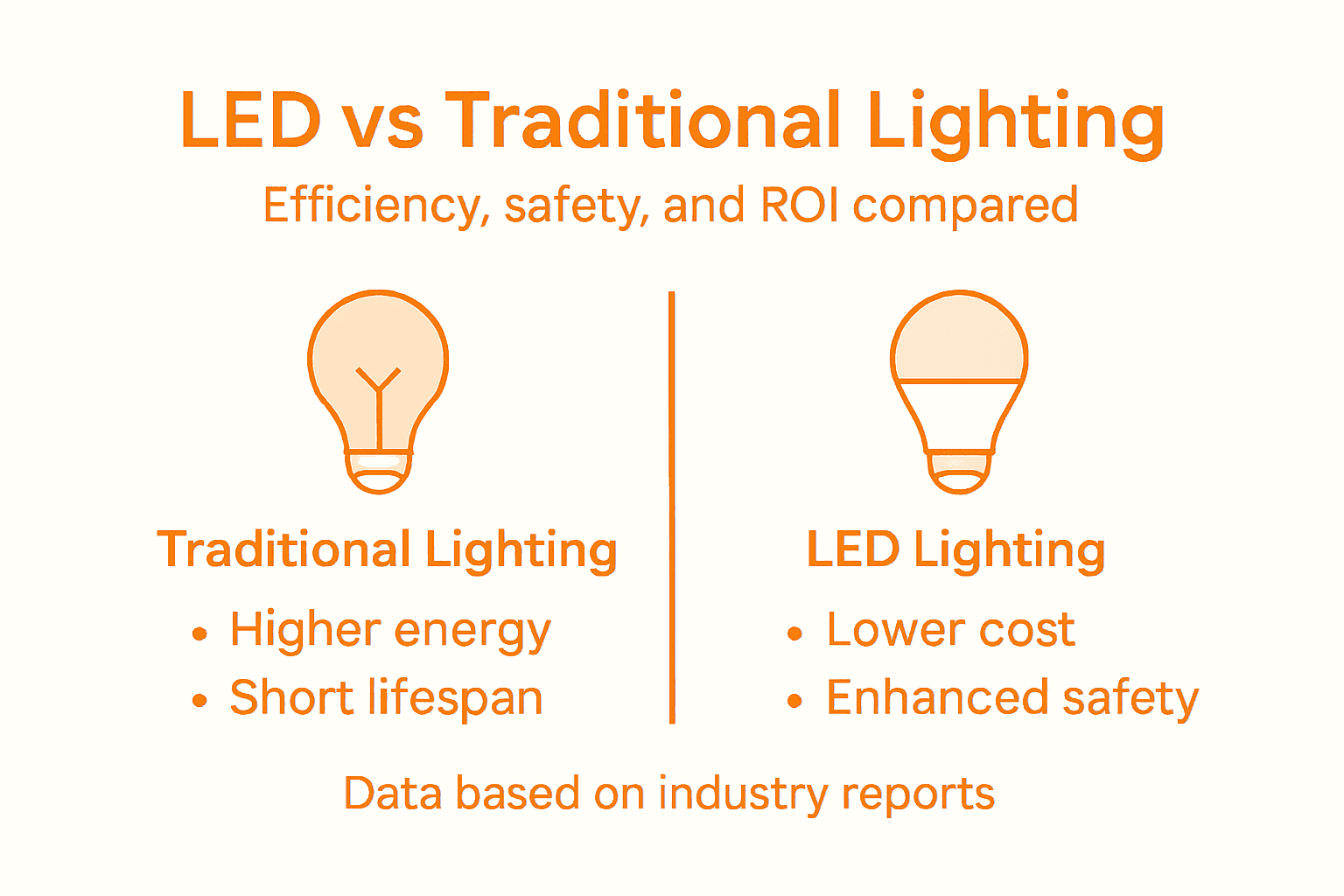 Infographic comparing LED and traditional lighting