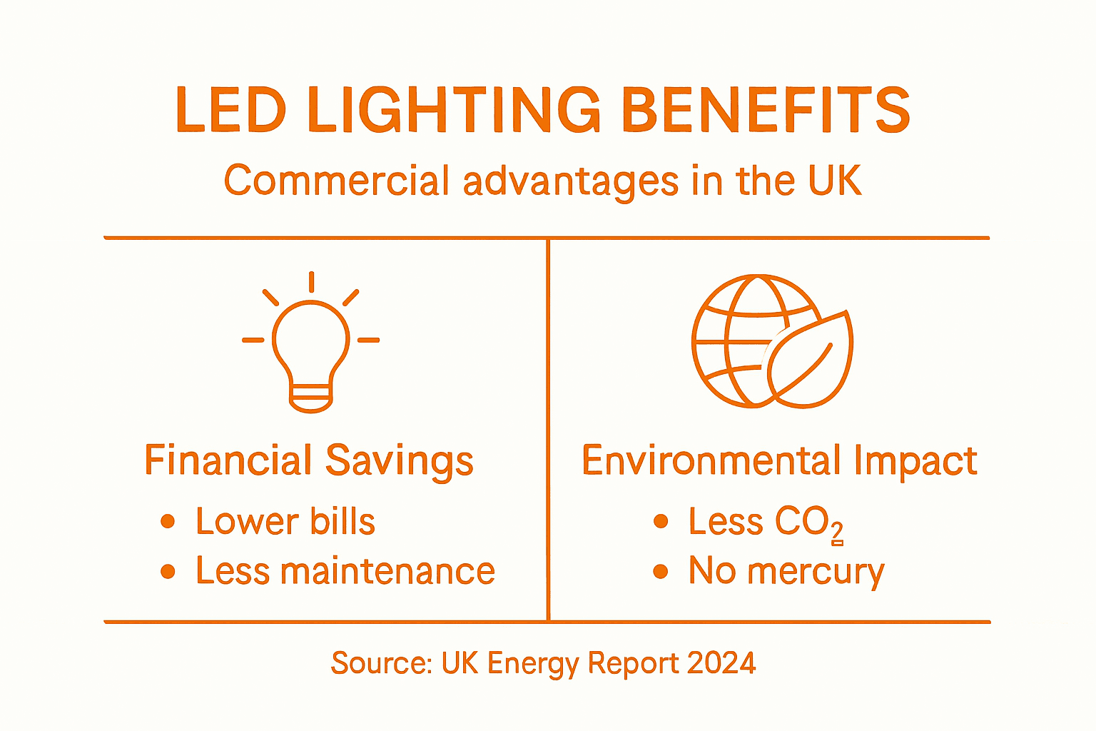 Infographic on LED lighting financial and eco benefits