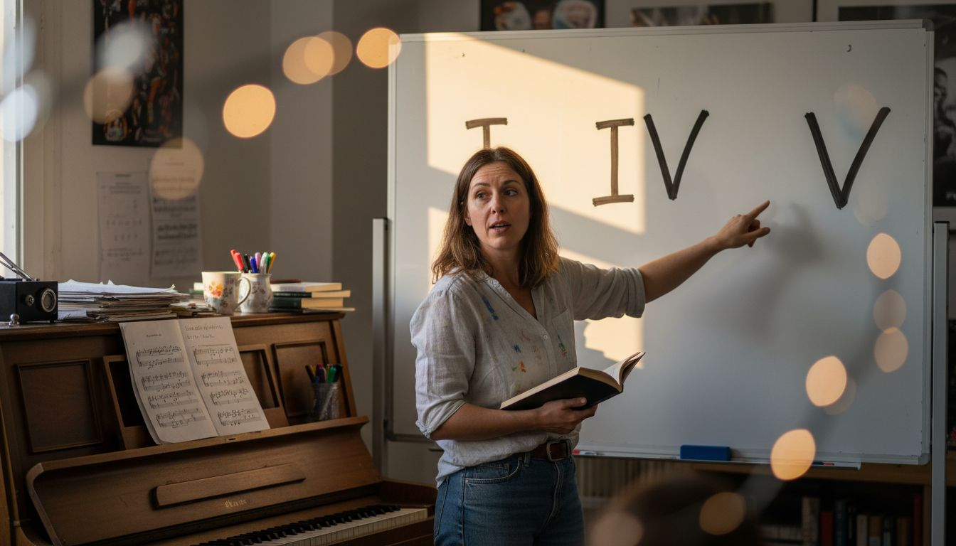 Teacher explaining chord functions and Roman numerals