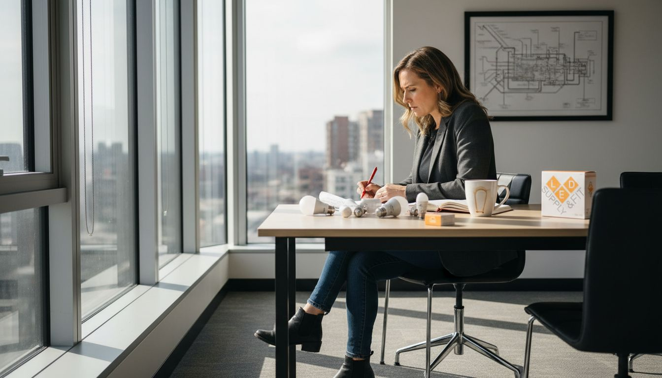 Property manager reviews commercial lighting audit