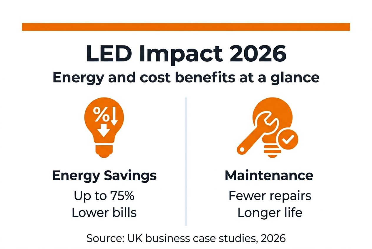Infographic of LED business benefits UK 2026