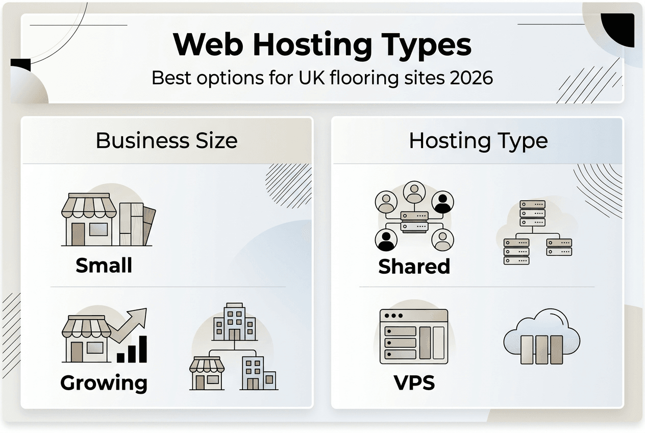 Infographic comparing web hosting types
