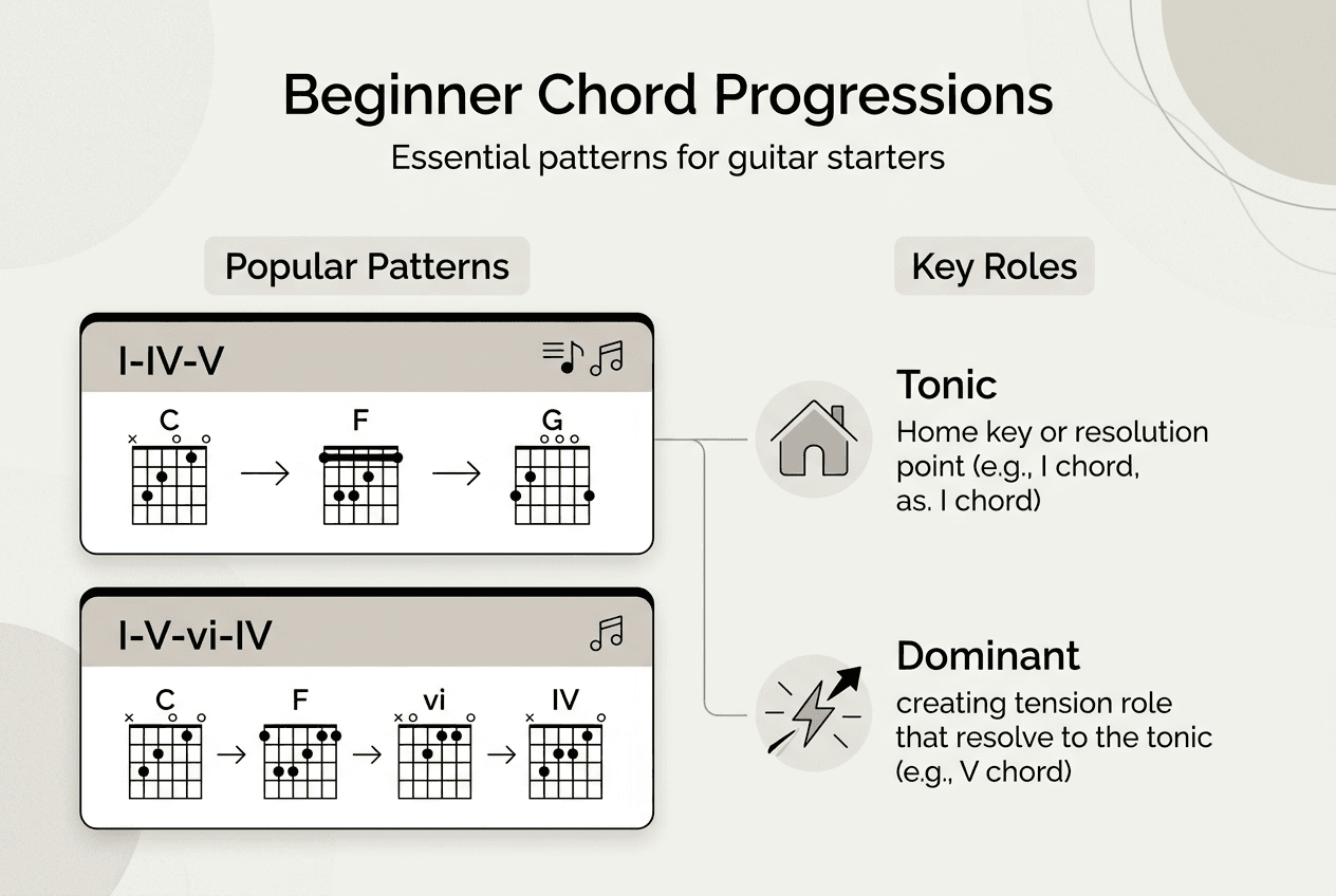 Infographic of beginner guitar chord patterns