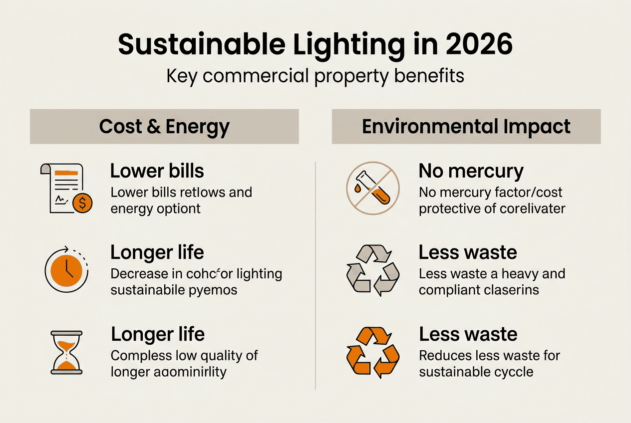 Infographic on sustainable lighting key advantages