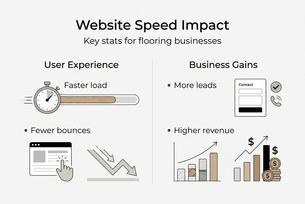 Infographic showing website speed impact for flooring