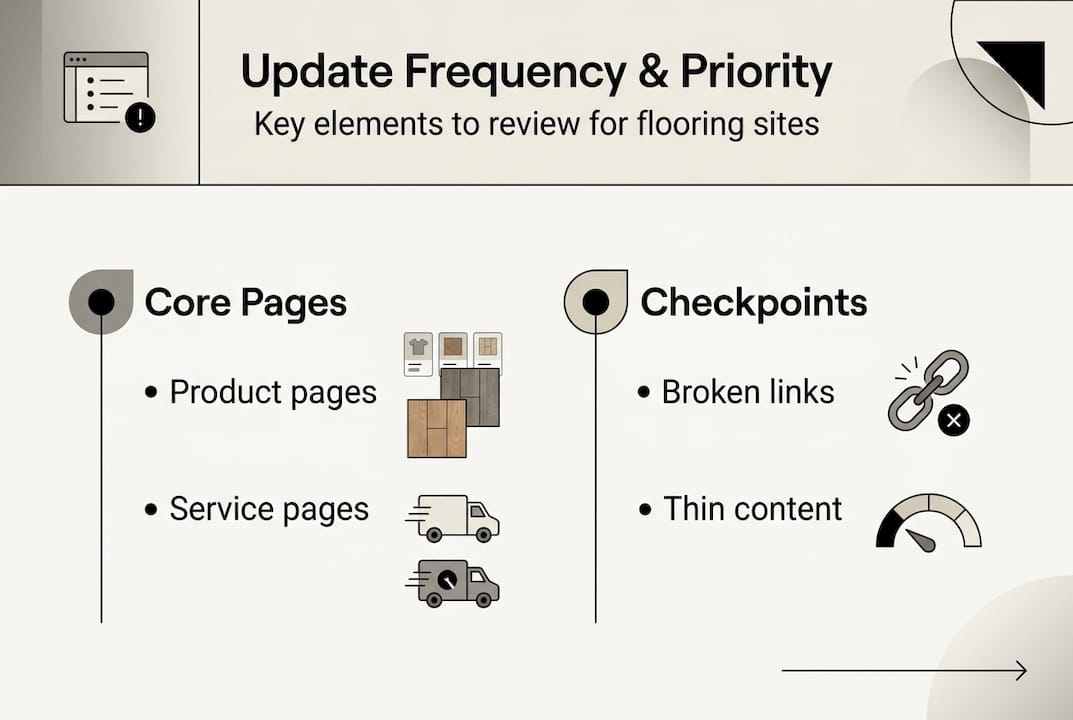 Infographic with website update priorities and checkpoints