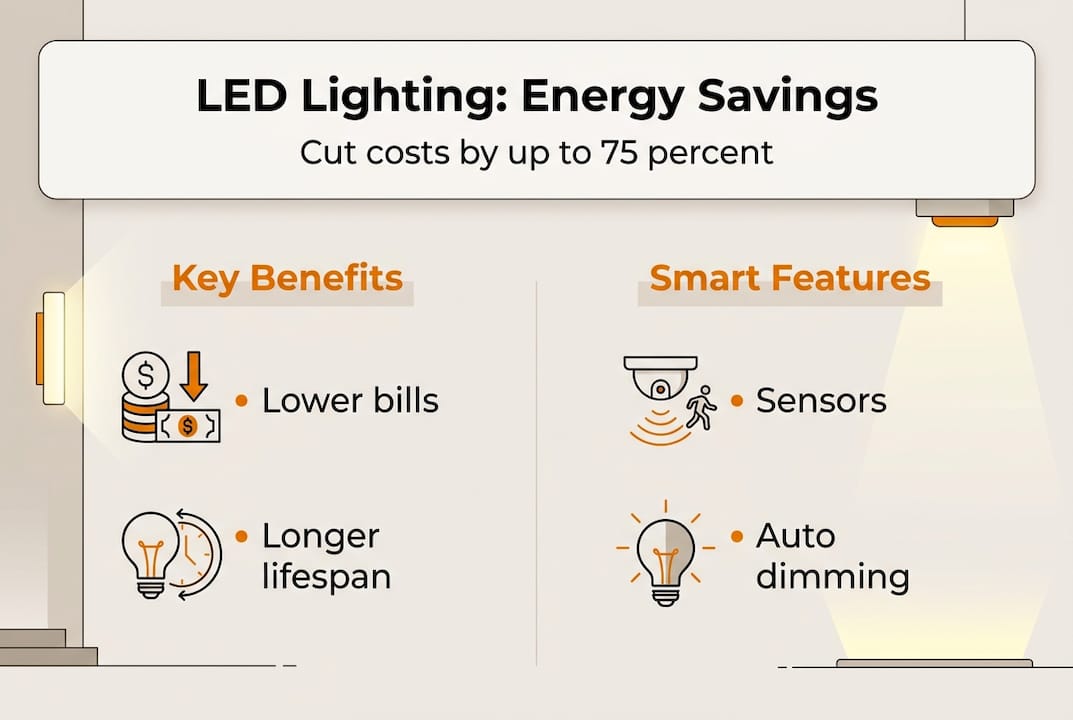 Infographic showing LED energy saving features