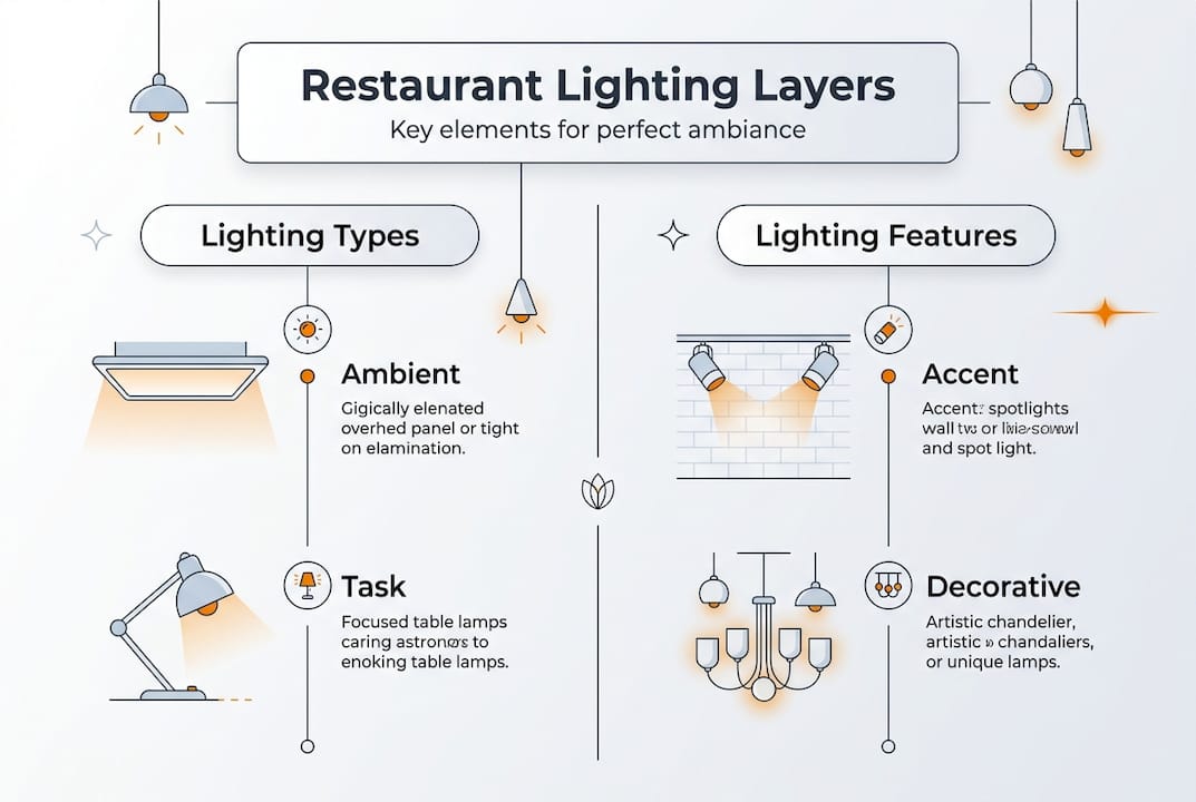 Infographic overview of restaurant lighting layers