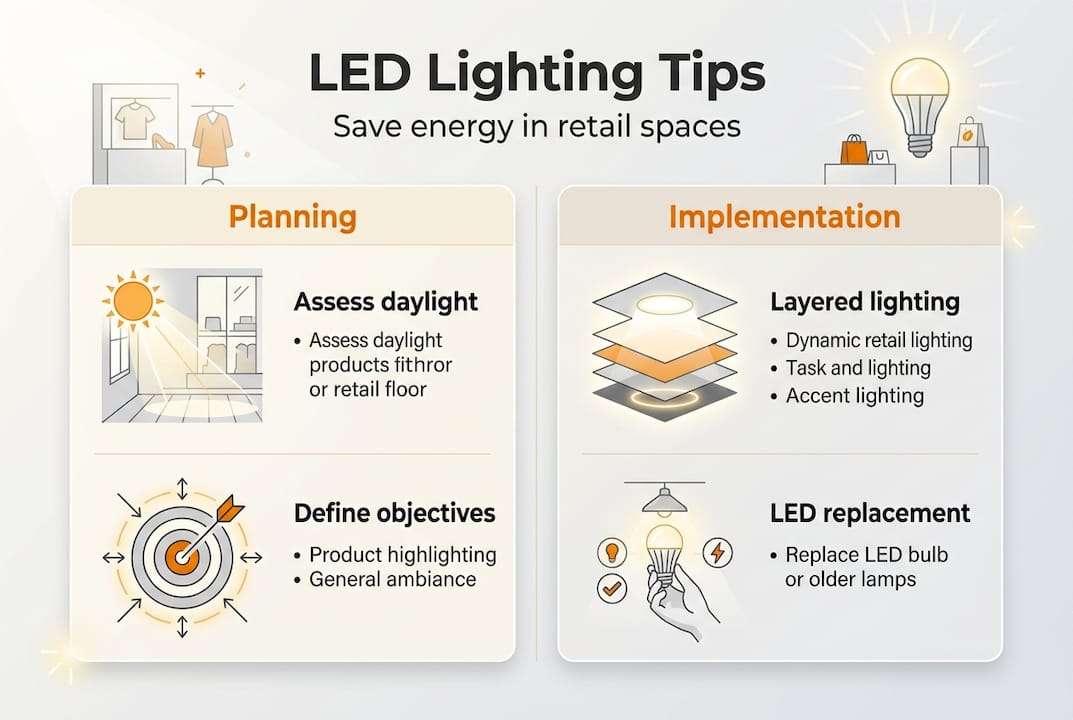 Infographic shows LED retail lighting efficiency tips