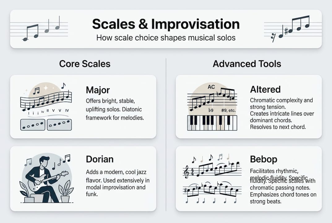 Infographic illustrating scales for improvisation